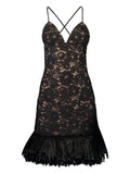 Michael Kors Collection Floral Embroidered Mini Dress — Black/ Red — Size XS — Front View