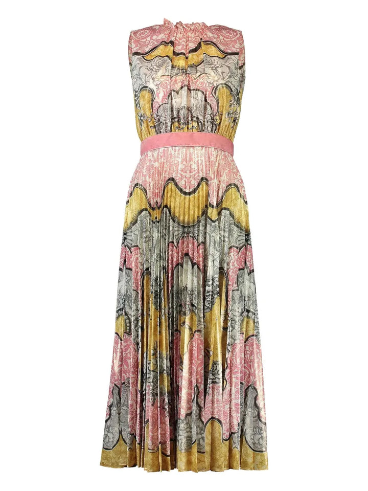 Mary Katrantzou Hollie Dress — Grey/ Pink/ Yellow — Size XS — Front View