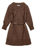 Prada Mouline Wool Mini Dress — Brown — Size XS — Front View
