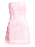 Rachel Gilbert Fringe Strapless Mini Dress — Pink — Size XXL — Front View