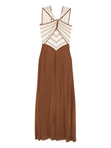 Zimmermann Cross Front Striped Dress — Brown — Size XS — Front View