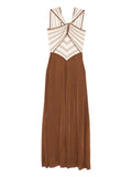Zimmermann Cross Front Striped Dress — Brown — Size XS — Front View