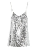 Retrofete Tula Sequin Mini Dress — Silver — Size XS — Front View