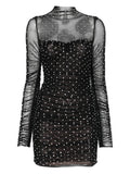 Retrofete Cossette Embellished Mini Dress — Black — Size XS — Front View