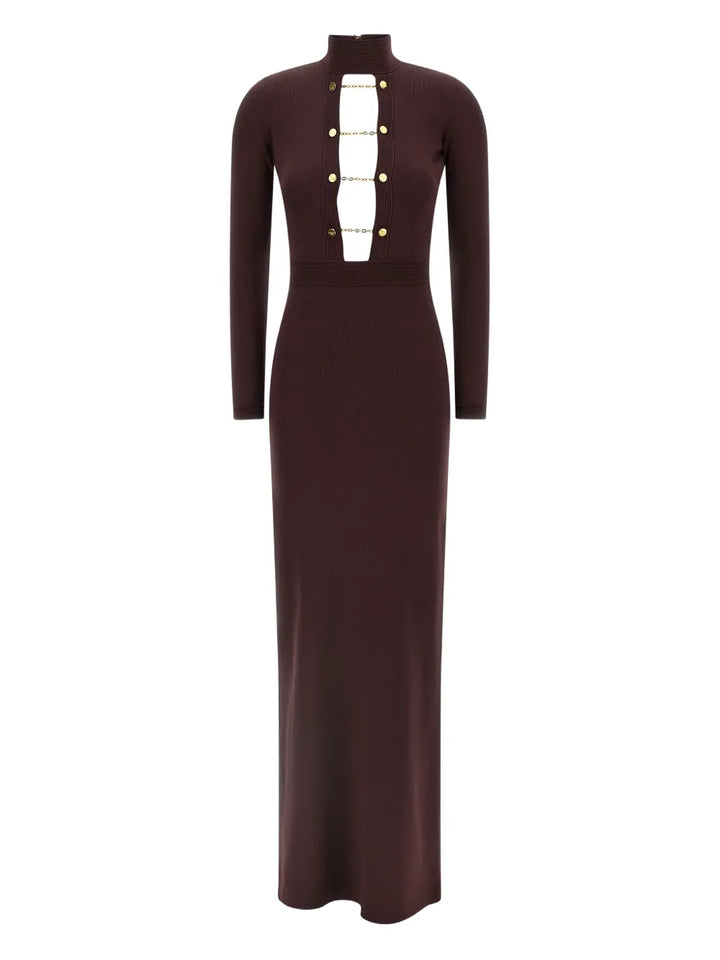 Elisabetta Franchi Chain Embellished High Neck Dress — Same as shown — Size XS — Front View