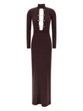Elisabetta Franchi Chain Embellished High Neck Dress — Same as shown — Size XS — Front View