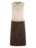 Fendi Lace Panel Tweed Dress — Brown — Size XS — Front View
