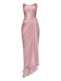 Iris Serban Draped Strapless Dress — Pink — Size XS — Front View