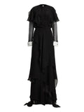Ralph Lauren Collection Beaded Pleated Silk Maxi Gown — Black — Size XS — Front View