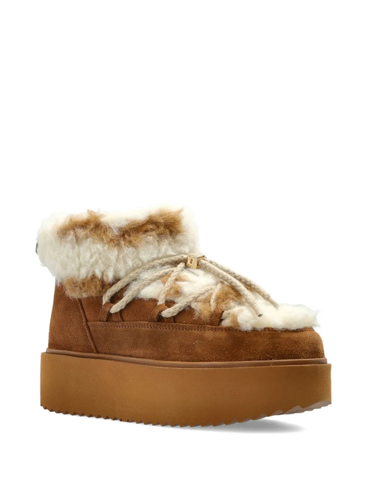 Inuikii Lace-Up Platform Trainers — Brown — Size US M 3.5 - US W 5 — Side View