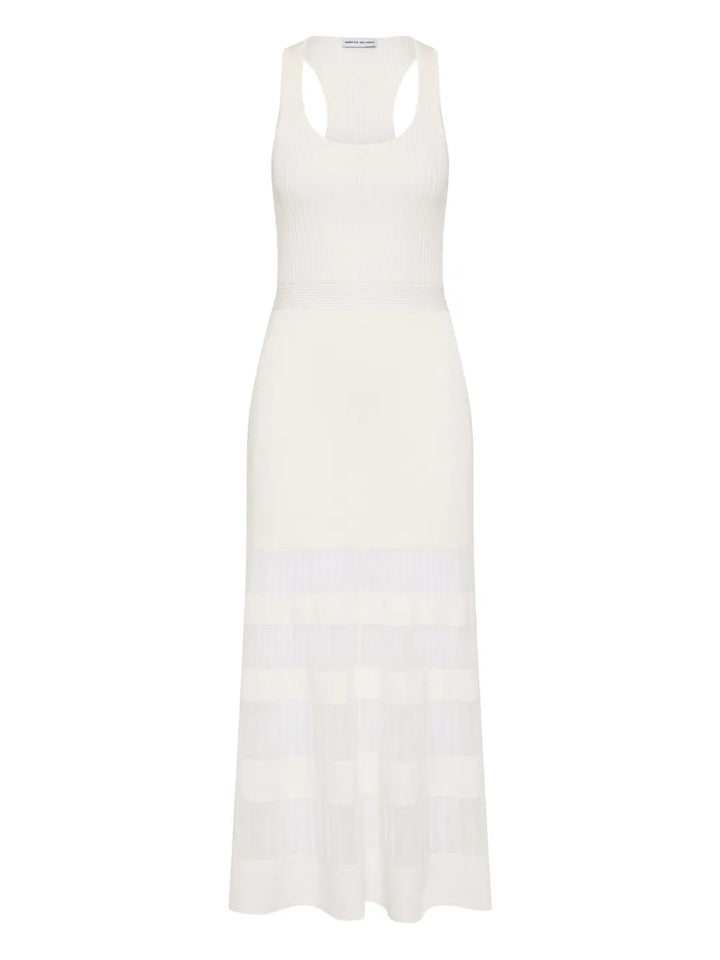 Rebecca Vallance Reign Ribbed Midi Dress — Ivory — Size XS — Front View