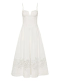 Rebecca Vallance Montreux Lace Midi Dress — White — Size XS — Front View