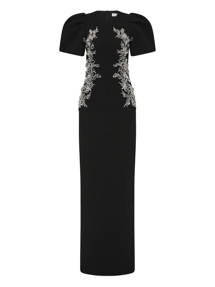 Rebecca Vallance Zephyr Puff Sleeve Maxi Dress — Black — Size XS — Front View
