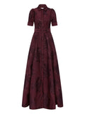 Rebecca Vallance Arlette Belted Floral Short Sleeve Maxi Dress — Red — Size S — Front View