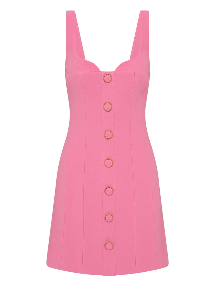 Rebecca Vallance Muriel Buttoned Mini Dress — Pink — Size XS — Front View