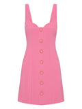 Rebecca Vallance Muriel Buttoned Mini Dress — Pink — Size XS — Front View