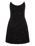 Rebecca Vallance Neve Sequin Embellished Mini Dress — Black — Size S — Front View