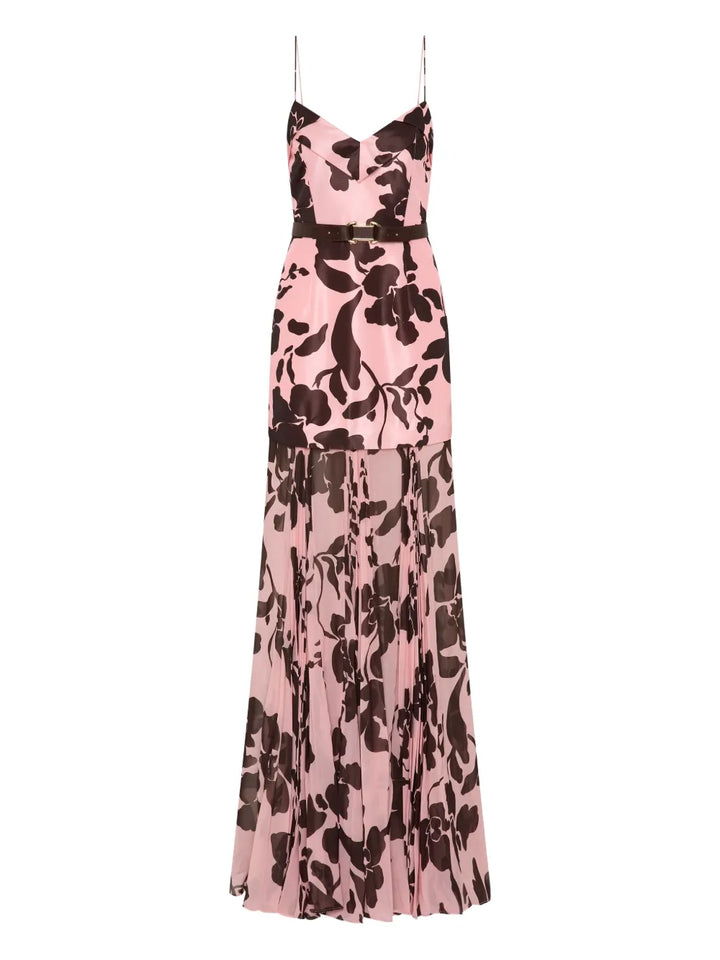 Rebecca Vallance Connie Pleated Floral Maxi Dress — Pink — Size S — Front View