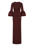 Rebecca Vallance Alora Embellished Bell Sleeve Maxi Dress — Same as shown — Size S — Front View
