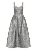 Rebecca Vallance Embellished Sterling Midi Dress — Silver — Size XS — Front View