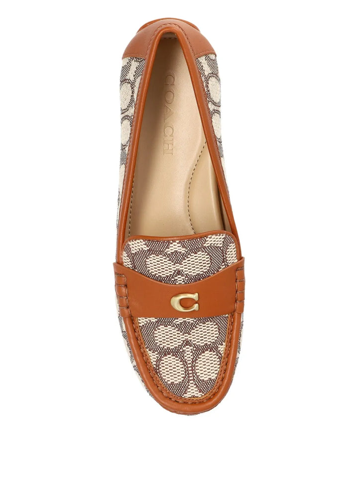 Coach Logo-Jacquard Loafers — Brown — Size US M 3.5 - US W 5 — Top View