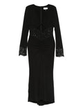 Nissa Lace Trim Sequin Embellished Dress — Black — Size XS — Front View