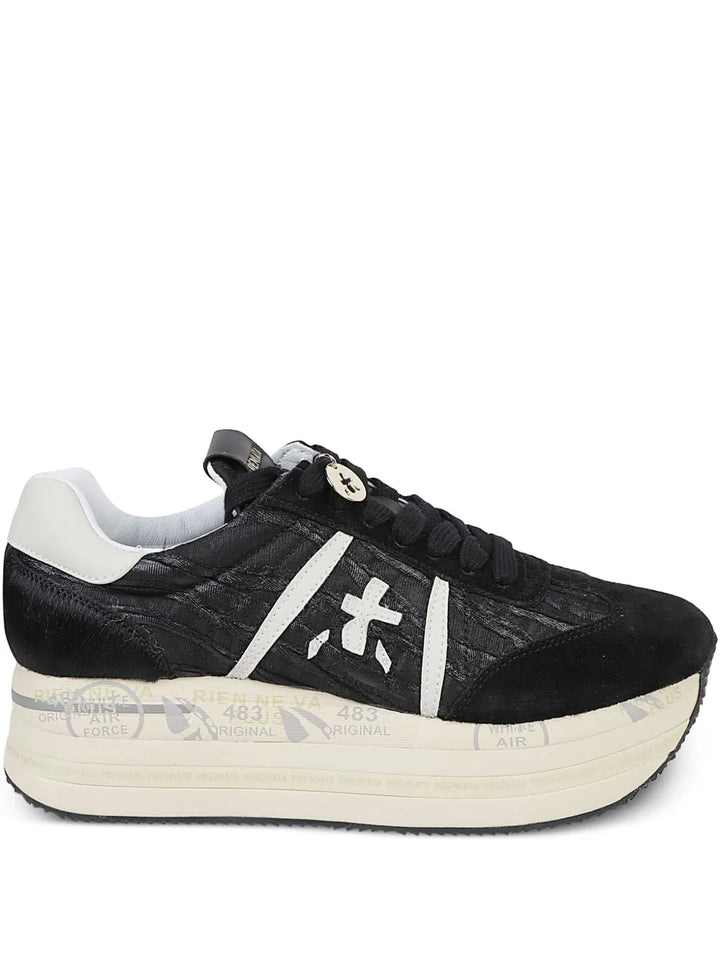 Premiata Platform Logo-Detail — Black — Size US M 3.5 - US W 5 — Front View