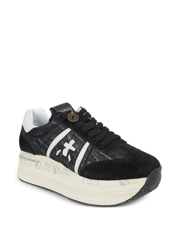 Premiata Platform Logo-Detail — Black — Size US M 3.5 - US W 5 — Side View