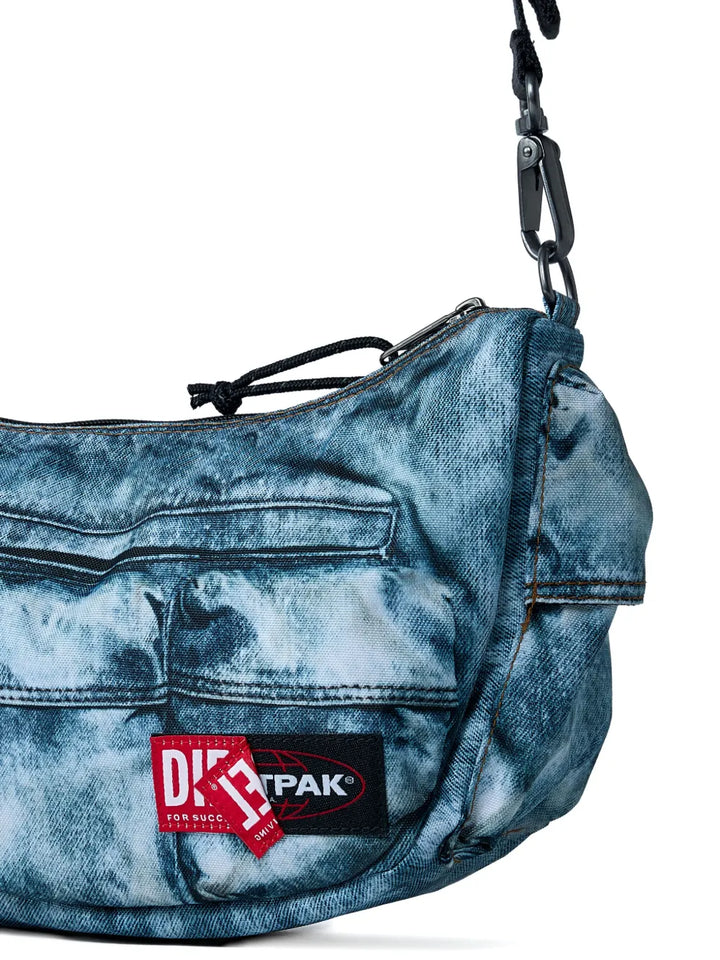 Diesel Logo Patch Denim Effect Shoulder Bag — Same as shown — Size One Size — Top View
