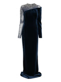Jean Louis Sabaji Crystal Embellished Asymmetric Gown — Blue — Size XS — Front View