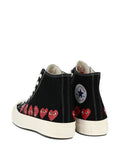 Comme Des Gar ns Play x Converse Heart-Print High-Top Trainers — Black — Size US M 3.5 - US W 5 — Back View