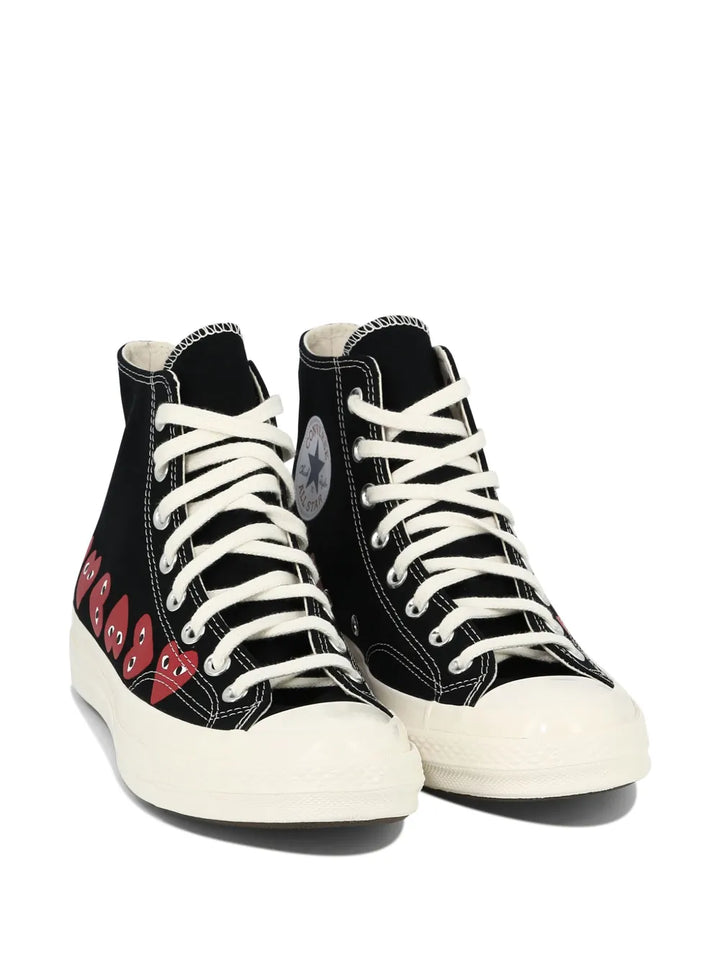 Comme Des Gar ns Play x Converse Heart-Print High-Top Trainers — Black — Size US M 3.5 - US W 5 — Side View