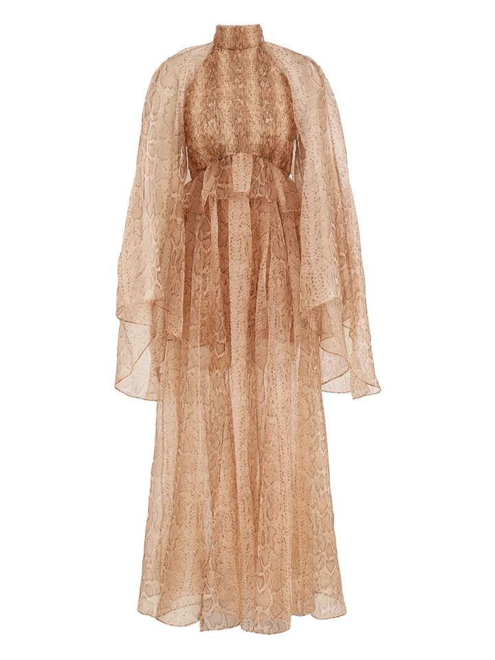 Zimmermann Snake Print Maxi Dress — Beige — Size XS — Front View