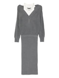 Liu Jo V Neck Knitted Dress — Grey — Size XS — Front View