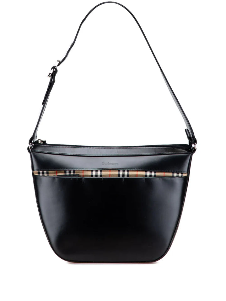 Burberry Pre Owned 20Th Century House Check Trimmed Leather Shoulder Bag — Same as shown — Size One Size — Front View