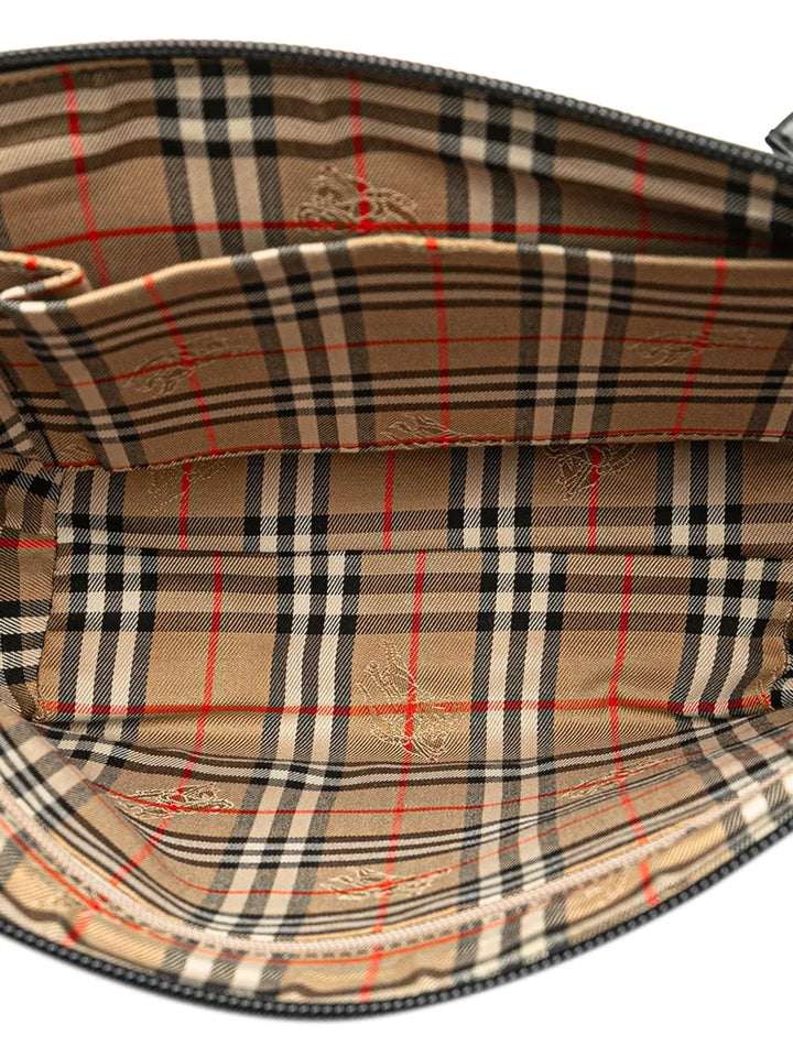 Burberry Pre Owned 20Th Century House Check Trimmed Leather Shoulder Bag — Same as shown — Size One Size — Detail View