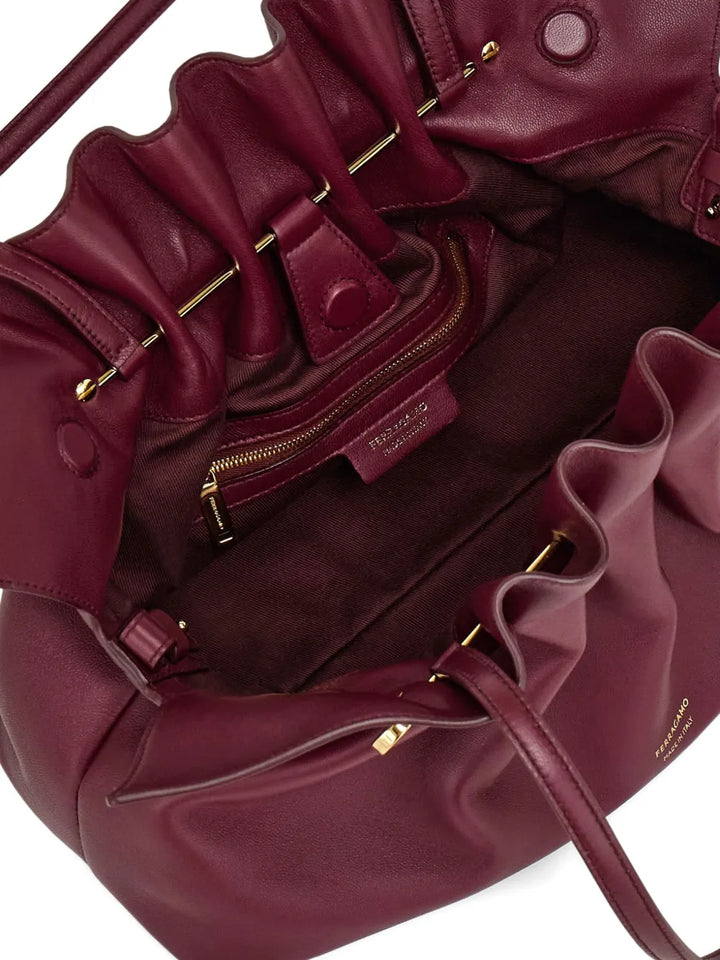 Ferragamo Medium Soft Double Gancini Shoulder Bag — Same as shown — Size One Size — Top View