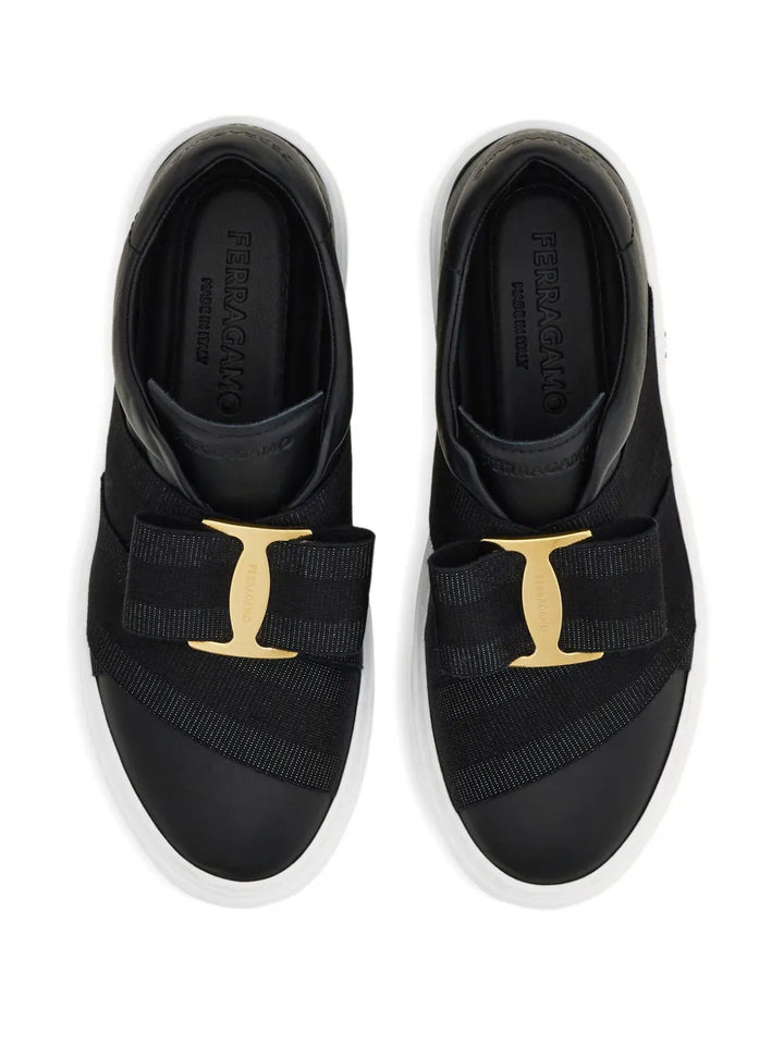 Ferragamo Bow Gancio Slip-On — Black — Size US M 3.5 - US W 5 — Top View