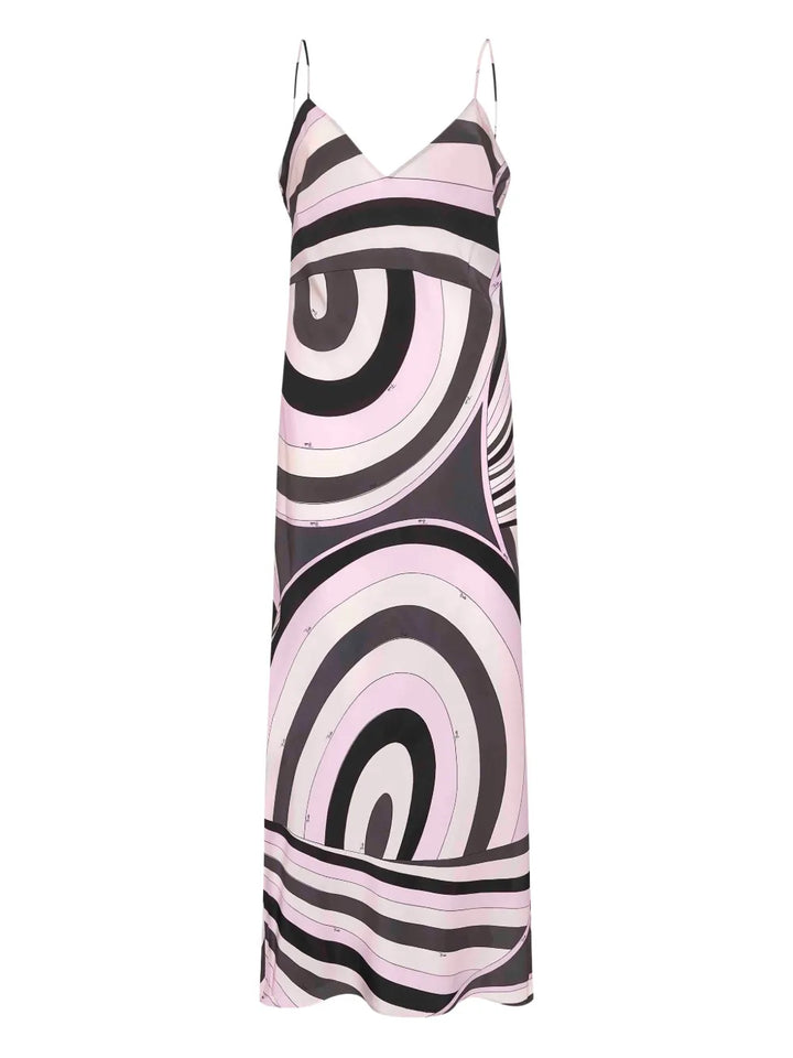 Pucci Wave Print Slip Dress — Pink — Size XS — Front View