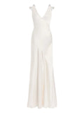 Jenny Packham Collette Beaded Bow Detail Maxi Dress — White — Size XS — Front View