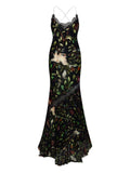 Roberto Cavalli Floral Print Gown — Black — Size XS — Front View