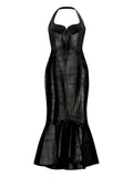 Roberto Cavalli Leather Midi Dress — Black — Size S — Front View