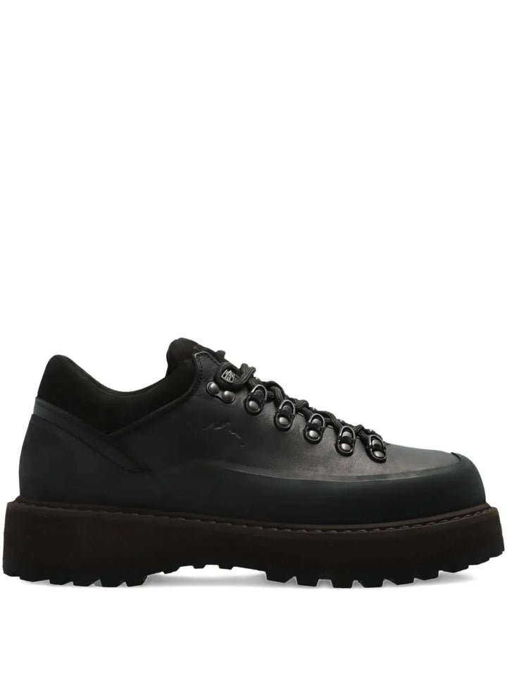 Diemme Cornaro Lace-Up Platform Hiking — Black — Size US M 3.5 - US W 5 — Front View