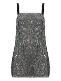 Dolce Gabbana Beaded Strap Dress — Silver — Size XS — Front View