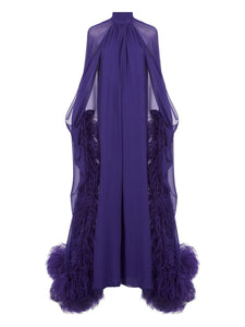 Taller Marmo Feathered Eterea Maxi Gown — Red — Size XS — Front View