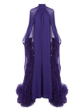 Taller Marmo Feathered Eterea Maxi Gown — Red — Size XS — Front View