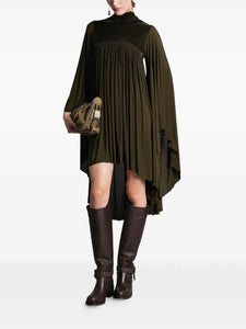 Zimmermann Memento High Neck Pleated Dress — Green — Size XS — Front View