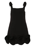 Self Portrait Floral Applique Mini Dress — Black — Size XS — Front View