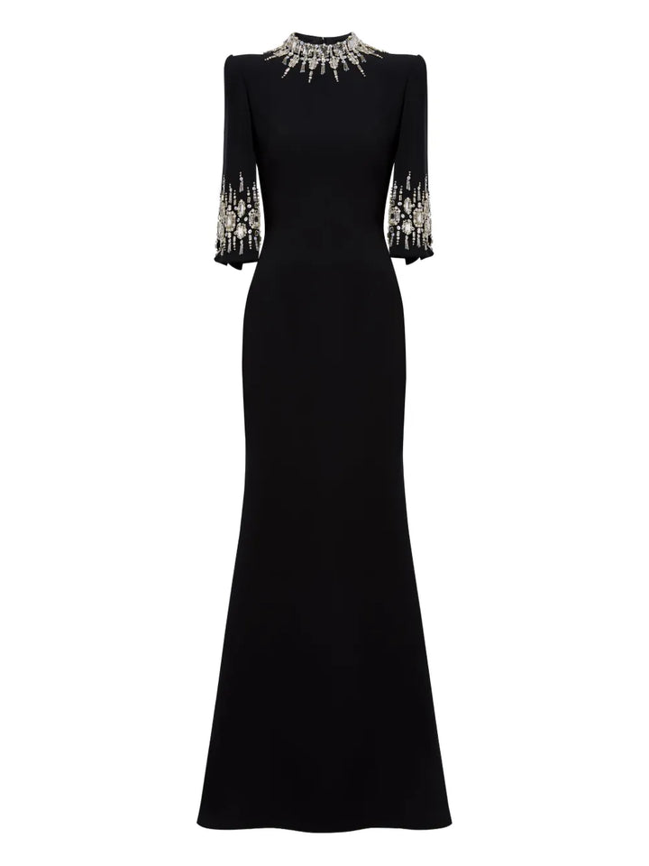 Jenny Packham Llana Maxi Dress — Black — Size XS — Front View