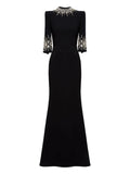 Jenny Packham Llana Maxi Dress — Black — Size XS — Front View
